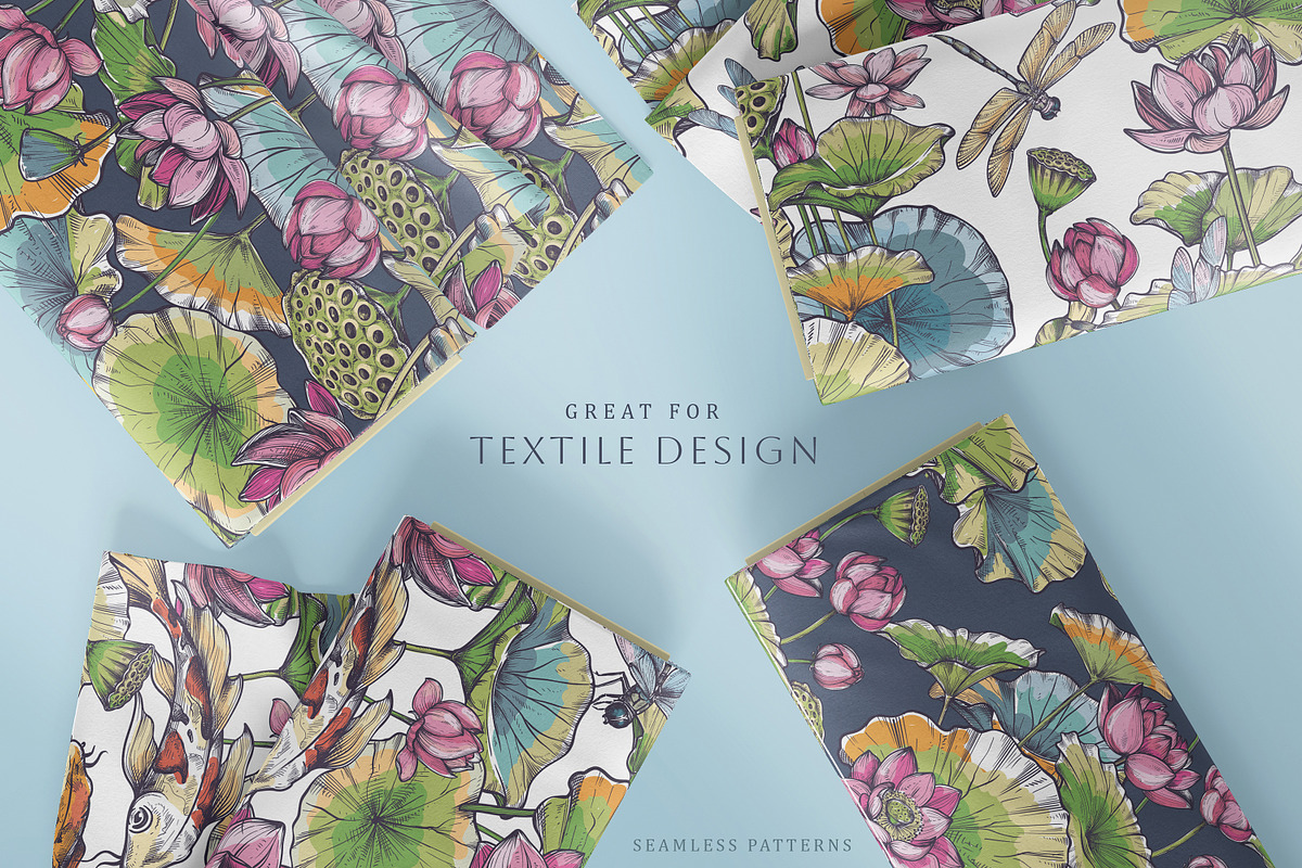 Lotus, Koi, Dragonflies. Vector Set, a Pattern Graphic by Molly art (Photo 7 of 14)