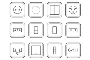Switch line icons. Different types, an Object Illustration by YummyBuum
