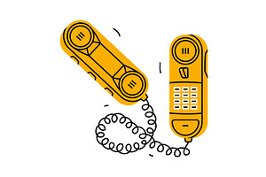 Yellow Landline or Wireline Home, an Object Illustration by TopVectors