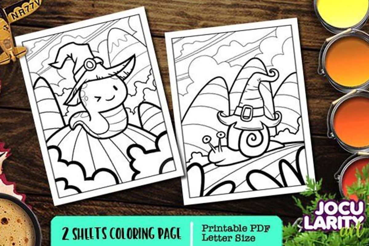 Cute Halloween Coloring Pages, an Animal Illustration by Jocularity Art (Photo 3 of 3)