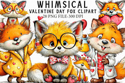 Quirky Valentine Day Fox Clipart, an Illustration by Libby Wishes (Thumbnail 1 of 5)