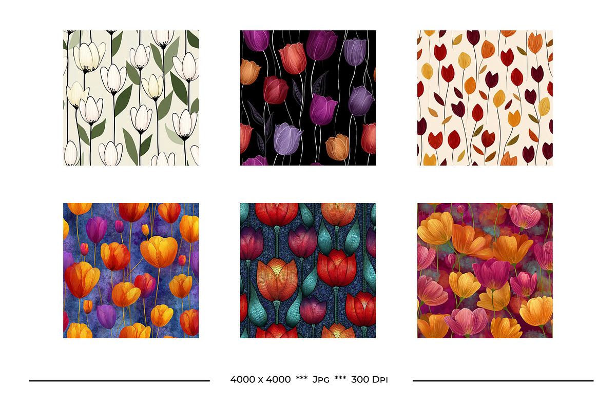 Tulip Retro Art Style Patterns, a Pattern Graphic by karenfoleyphoto (Photo 11 of 17)