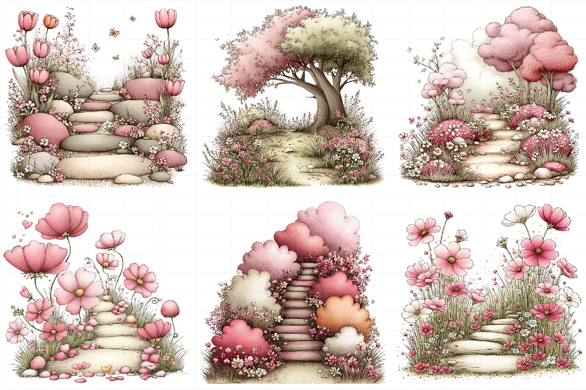 Spring Flowers Pathway Clipart, an Illustration by Daily.Designs (Photo 7 of 8)