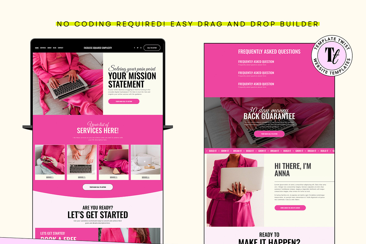 Pink Faceless Website Template, a Squarespace Template by Template Twist Shop (Photo 7 of 10)