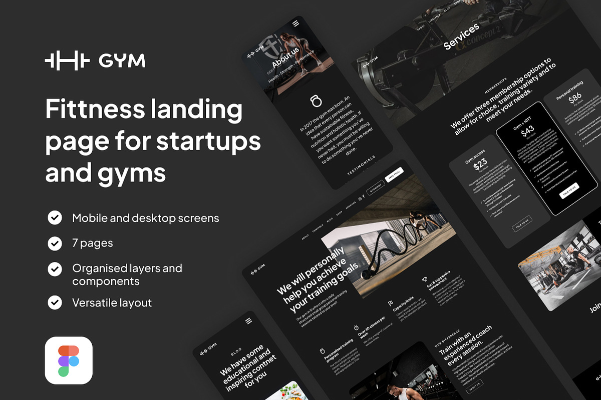 Fitness landing page for startups, an UI Kit Template by Omnify (Photo 1 of 6)