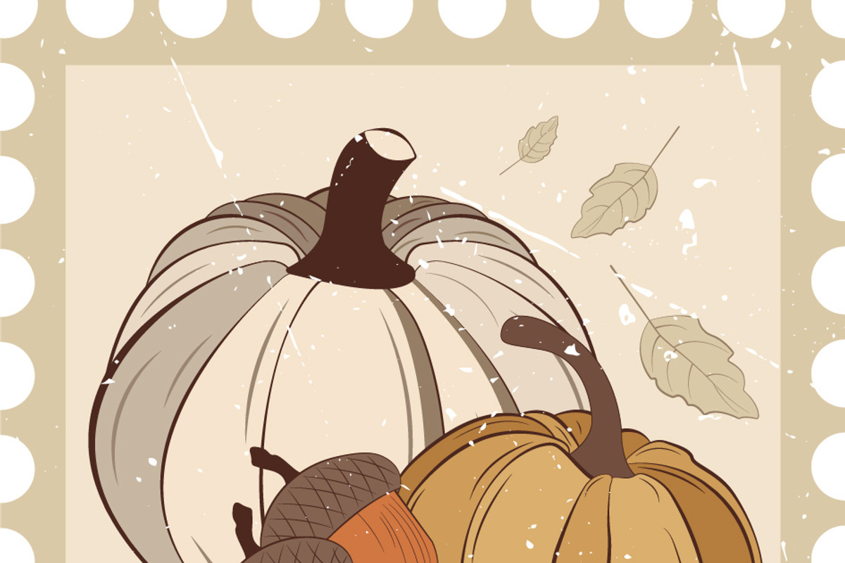 Vintage Autumn Postage Stamps, a Seasonal Illustration by JYa_Design (Photo 5 of 7)