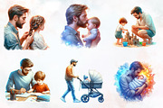 Father and Child Watercolor Cliparts, an Illustration by RobertsArt (Thumbnail 7 of 8)