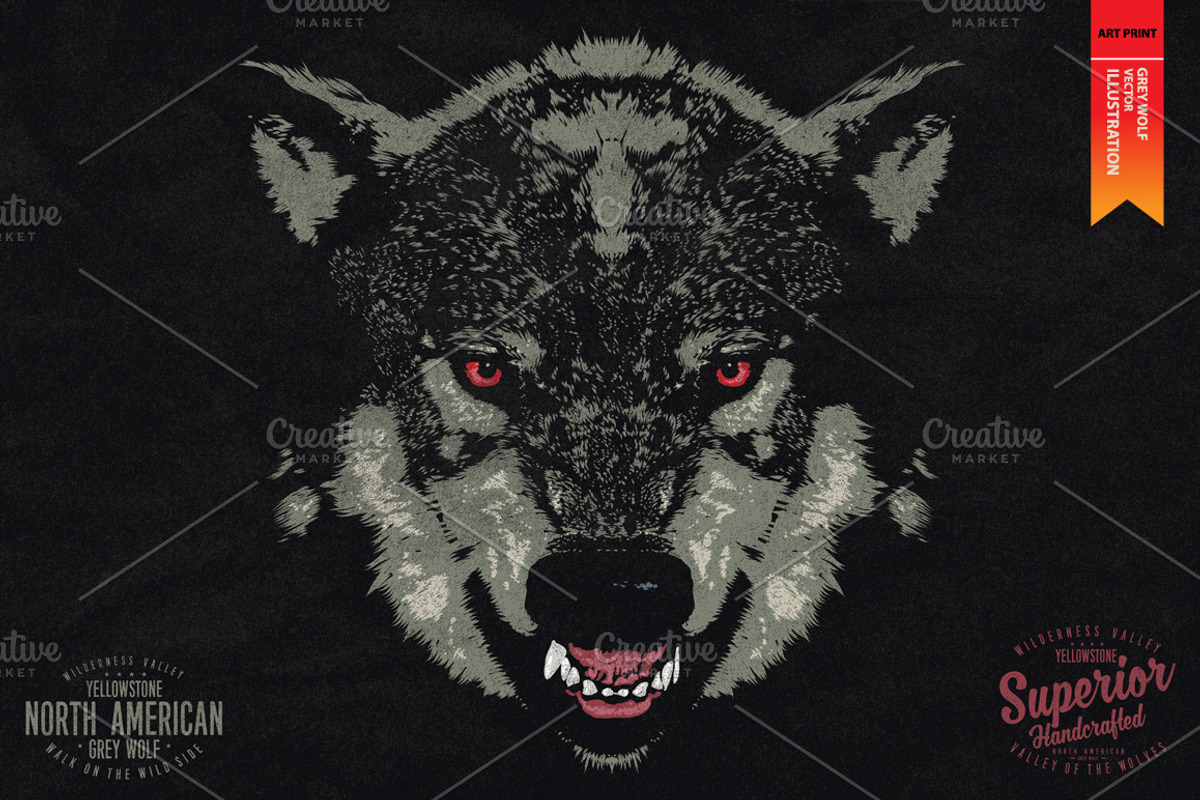 Grey Wolf - Vector illustration, an Animal Illustration by Artistic & Unique (Photo 1 of 5)