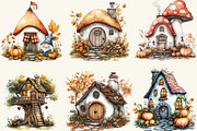 Whimsical Autumn House Clipart, a Work Illustration by cherrydesign (Thumbnail 2 of 3)