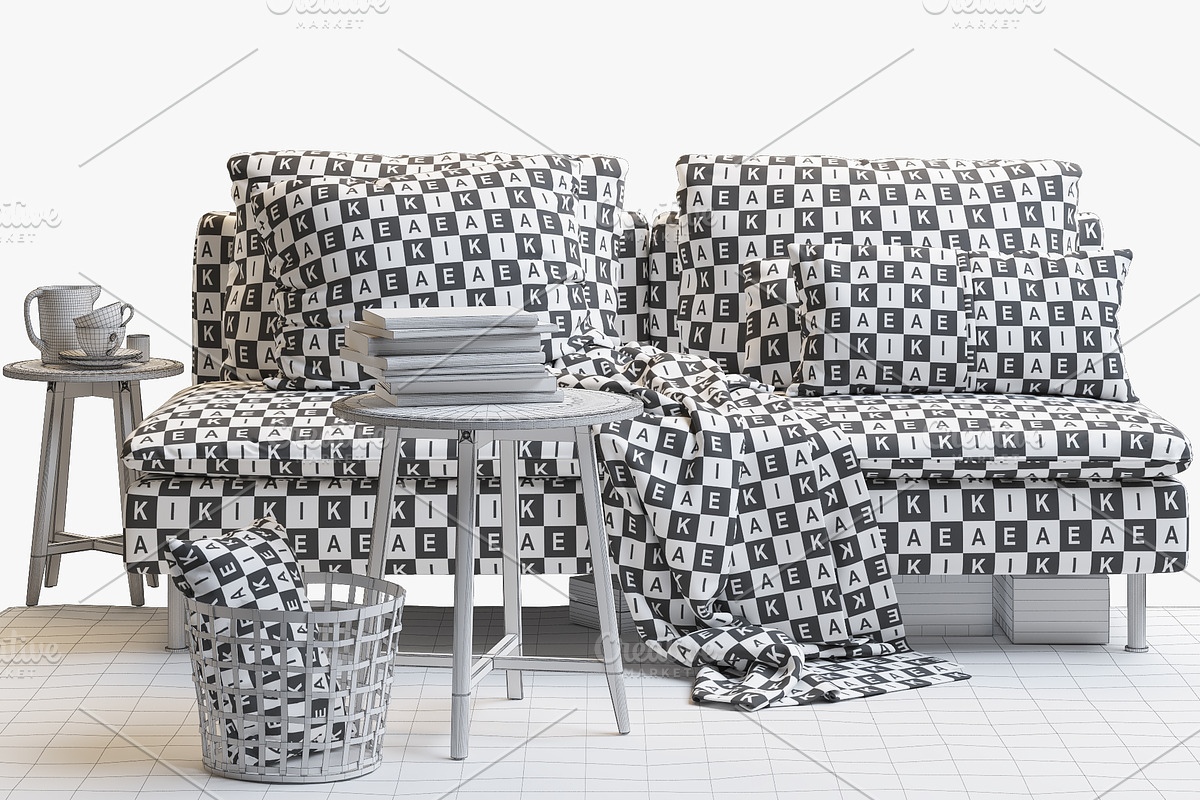 Two-seat sofa 3d model, a Furniture 3D Model by 3dmitruk (Photo 4 of 11)