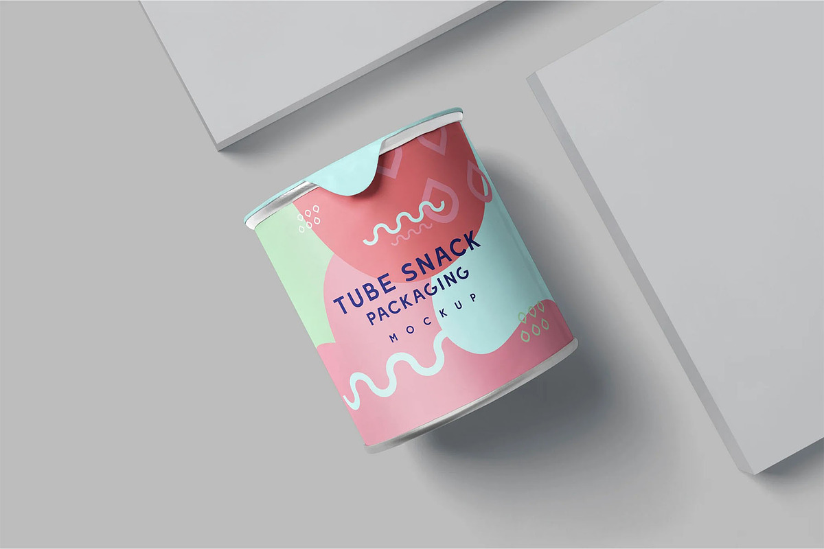 Tube Snack Packaging Box Mockups, a Packaging Mockup by megostudi0 (Photo 3 of 6)