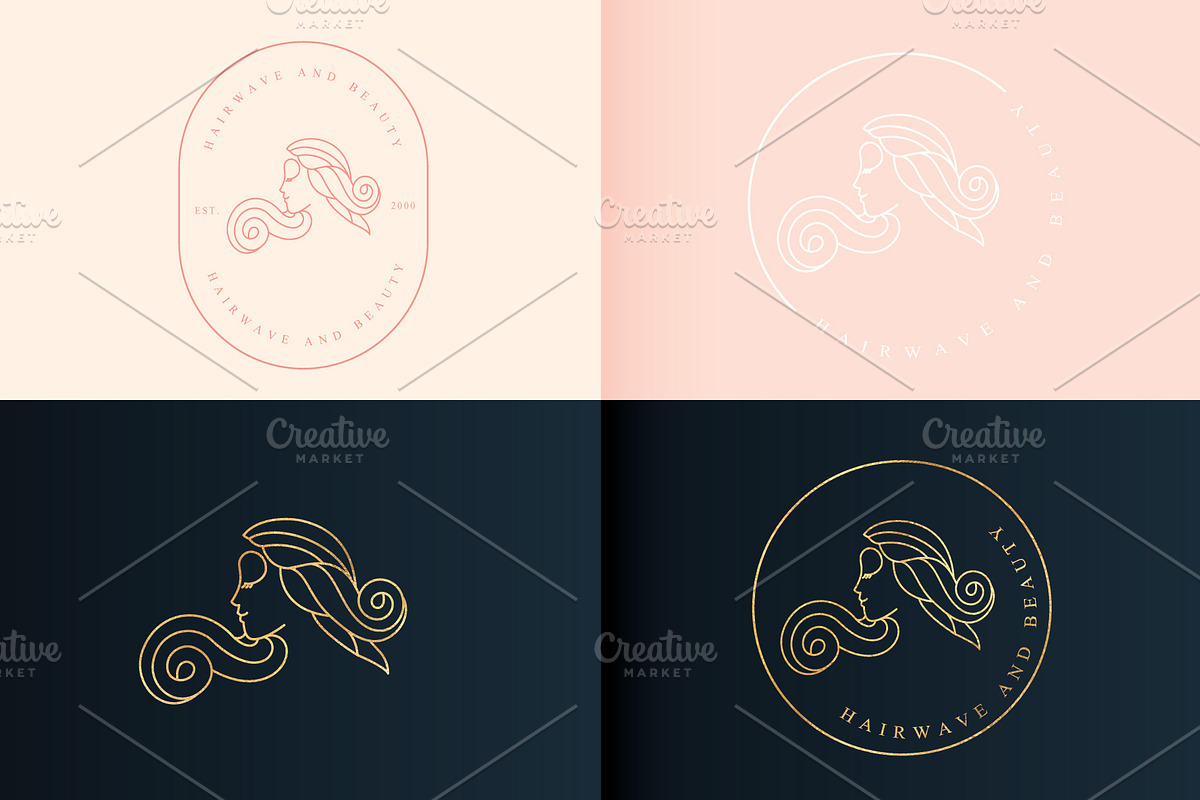 hair wave and beauty logo minimalist, a Branding & Logo Template by Mariyana (Photo 1 of 4)