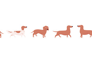 Dachshund seamless pattern border, an Animal Illustration by LadadikArt