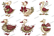 Christmas Goose Clipart, an Illustration by DreamArtGraphic (Thumbnail 5 of 5)