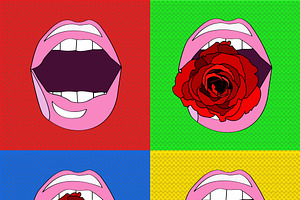 sexy pink lips , in the style of pop