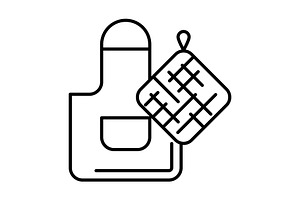 Apron and potholder icon., an Outline Icon by incomible