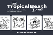 Tropical, Beach, and Ocean Doodles, an Outline Icon by Brickclay (Thumbnail 1 of 9)