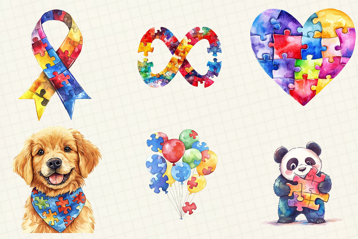 Autism Puzzle Sublimation Clipart, an Illustration by OK Design (Photo 2 of 5)