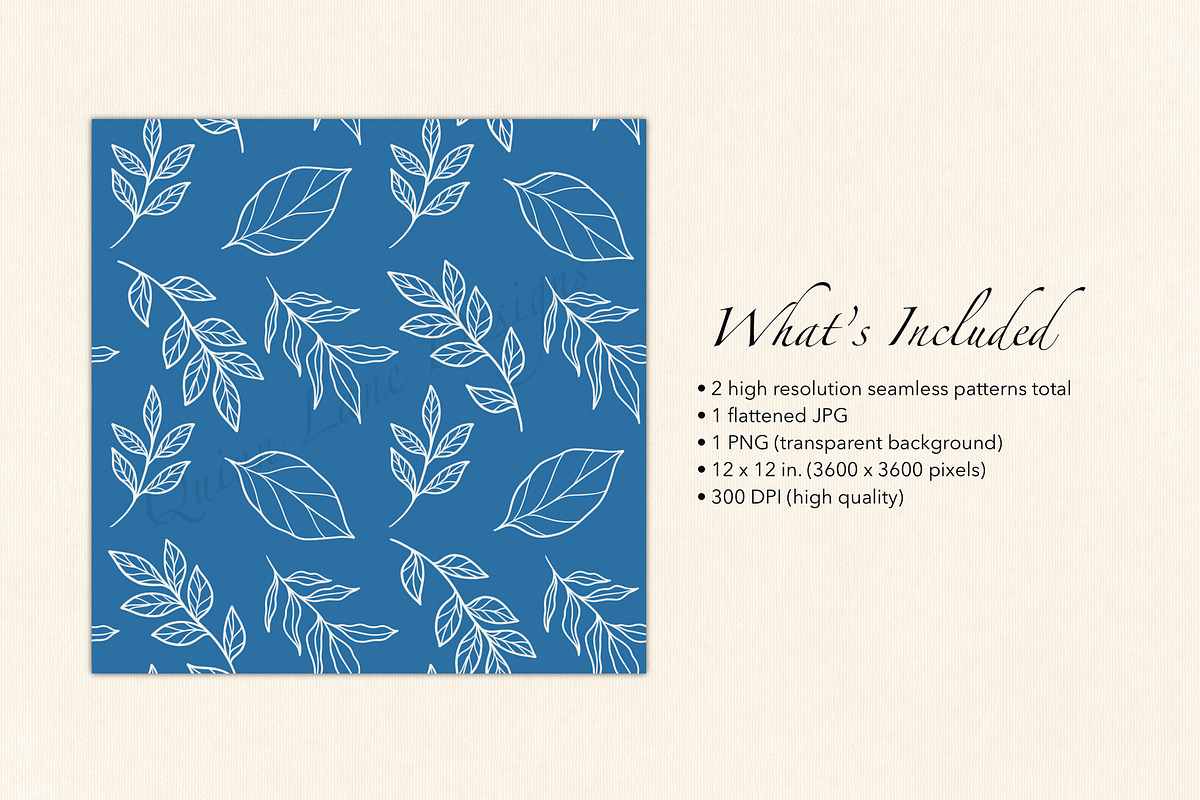 Dark Blue Foliage Seamless Pattern, a Pattern Graphic by Quinn Lane Designs (Photo 3 of 5)