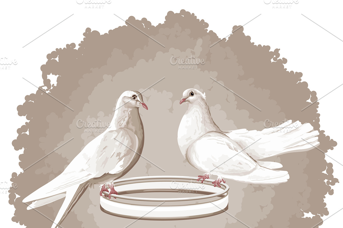 2 DOVES ON A RING IN VECTOR, a Decorative Illustration by Nadin_Lebedeva (Photo 4 of 4)