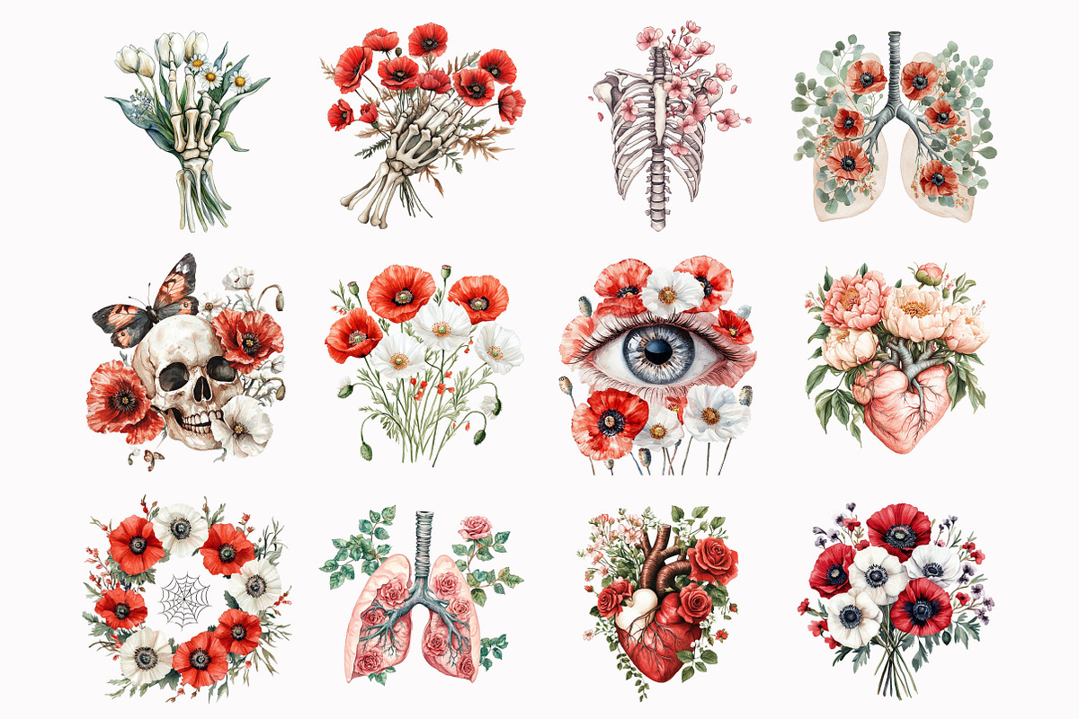 Watercolor Floral Anatomy Clipart, a Seasonal Illustration by Design Market (Photo 3 of 5)