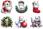 Christmas White Cat Clipart, Funny, an Illustration by DreamArtGraphic (Thumbnail 4 of 4)