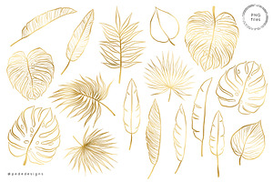 Gold Tropical Leaves & Flowers