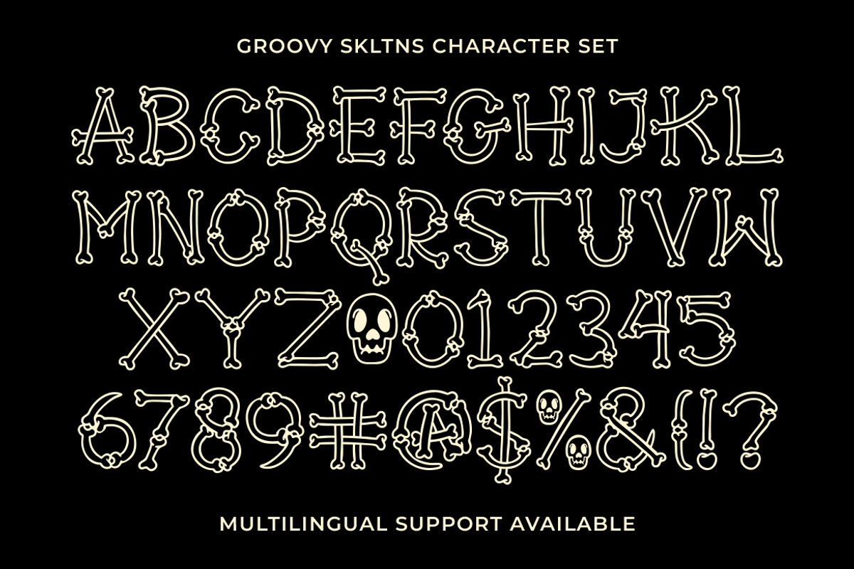 Groovy Skltns Bone Shaped Typeface, a Handwritten Font by GroovyFontCo (Photo 4 of 7)