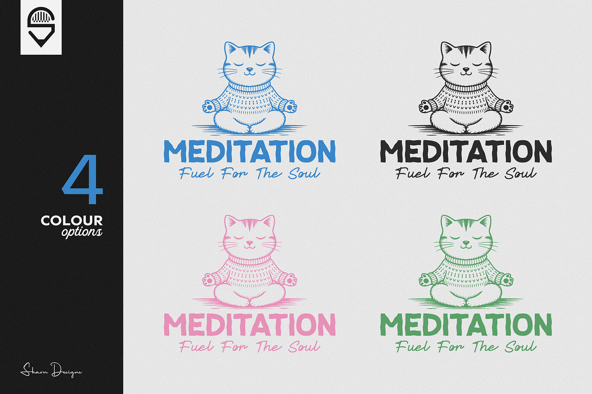 Cute Meditating Cat T-shirt Design, a Graphic by shaondesigns (Photo 2 of 6)