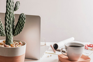 Cactus & Coffee Workspace Image