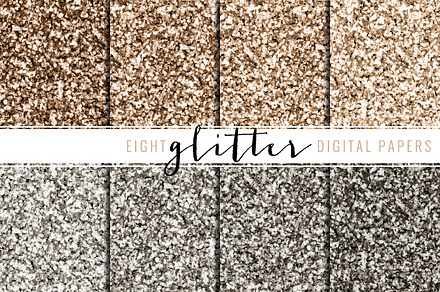 glitter digital paper silver & rose
