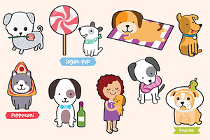 Puppies! Cute Illustration Of Dogs