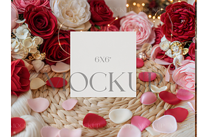 Valentine Floral Square Card Mockup, a Product Mockup by MockupWizard