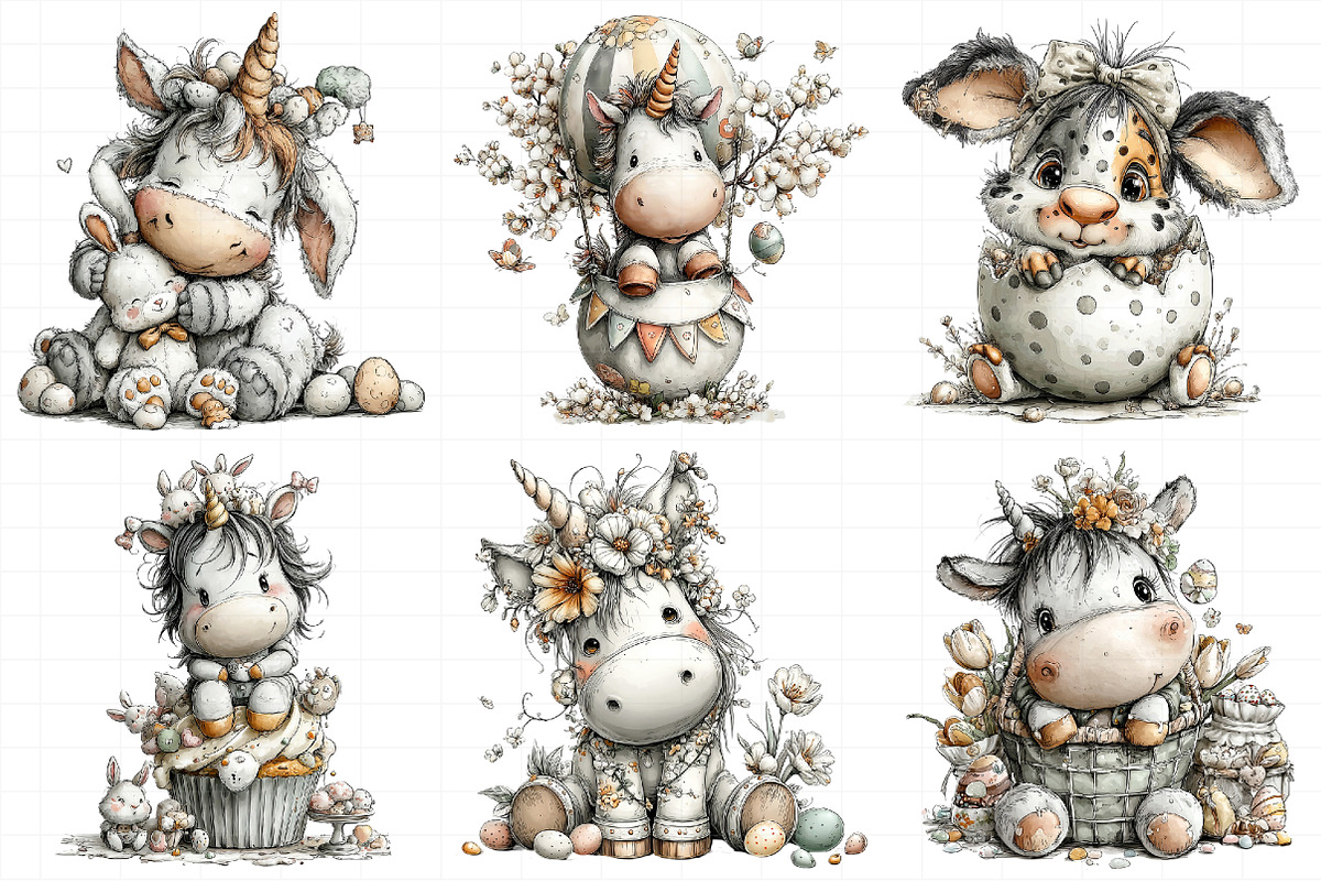 Whimsical Easter Cute Unicorn Clipar, an Illustration by Daily.Designs (Photo 8 of 8)