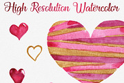 Lovely Hearts Watercolor Clipart, a Decorative Illustration by LeMagiqueBoutique (Thumbnail 5 of 6)