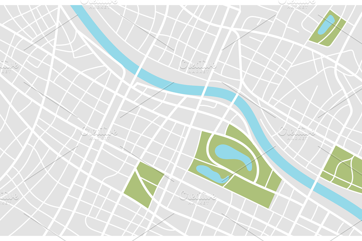 Big city map gray colors, an Illustration by SkyVectors