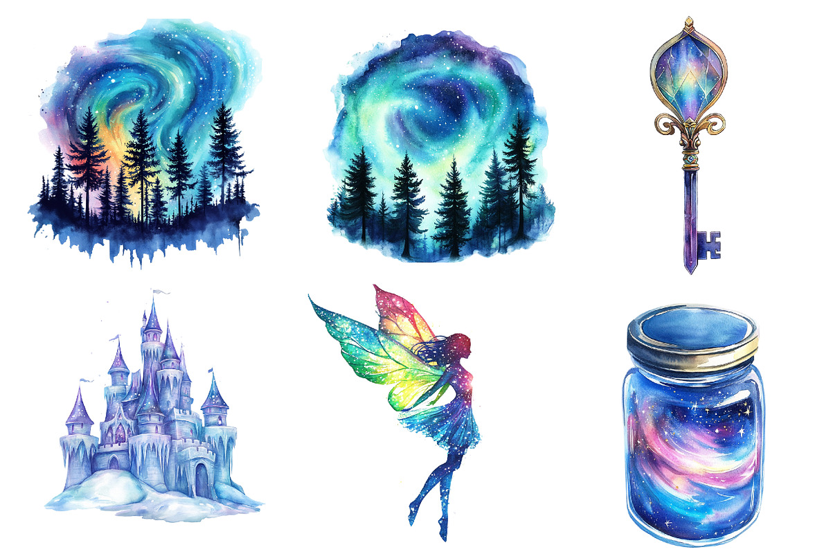 Enchanted Northern Lights Clipart, an Illustration by CreationArt (Photo 5 of 5)