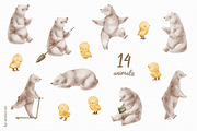 BEAR AND CHICKENS watercolor set, an Animal Illustration by erasovas (Thumbnail 7 of 15)