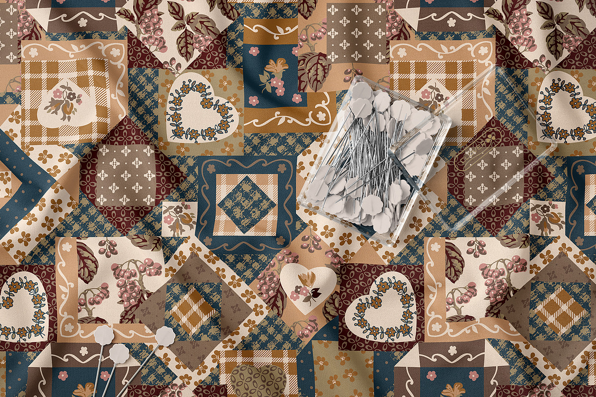 Vintage Patchwork Floral Pattern, a Pattern Graphic by StudioGlouna (Photo 2 of 5)