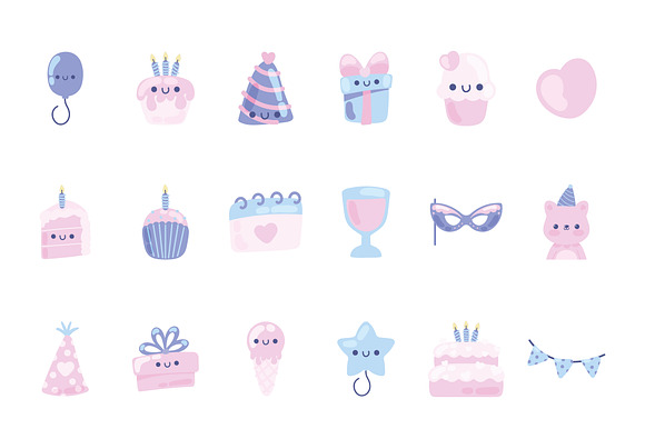 Birthday Doodle Illustration Set preview 2