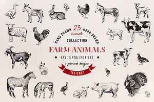 Hand Drawn Farm Animls Collection