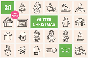 Winter and Christmas Outline Icons