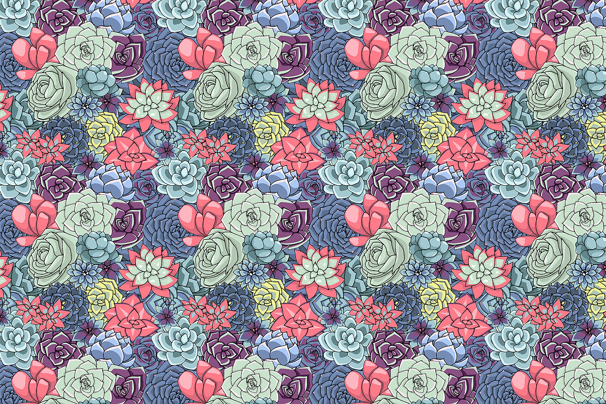 Vector succulents seamless pattern, a Pattern Graphic by kizi (Photo 2 of 2)