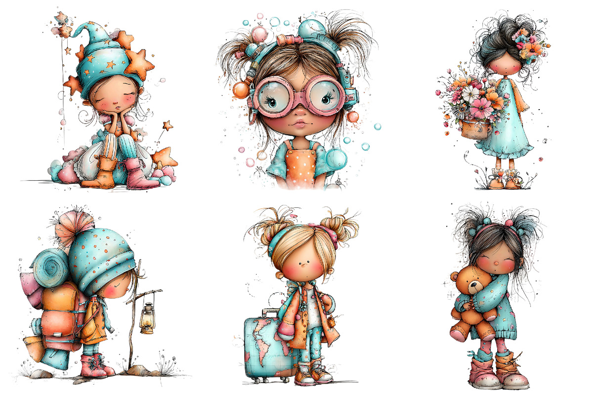 Whimsical Little Girl Clipart PNG, a Seasonal Illustration by Daily.Designs (Photo 5 of 5)
