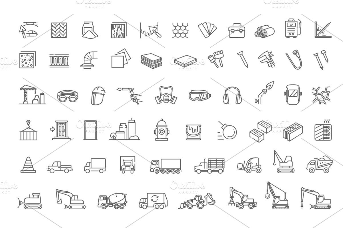 Construction and Building Line Icons, an Outline Icon by Tettygreen (Photo 3 of 3)