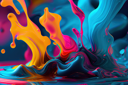 Dripping rainbow gradient color paint splashes as background hea, an Abstract Photo by Ales Munt