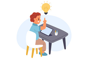 Little boy doing his homework, an Education Illustration by Vectorbuum