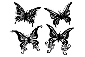 Set Butterflies Black Pictograms