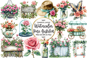 Mint & Pink Rose Garden Sublimation, an Illustration by OK Design