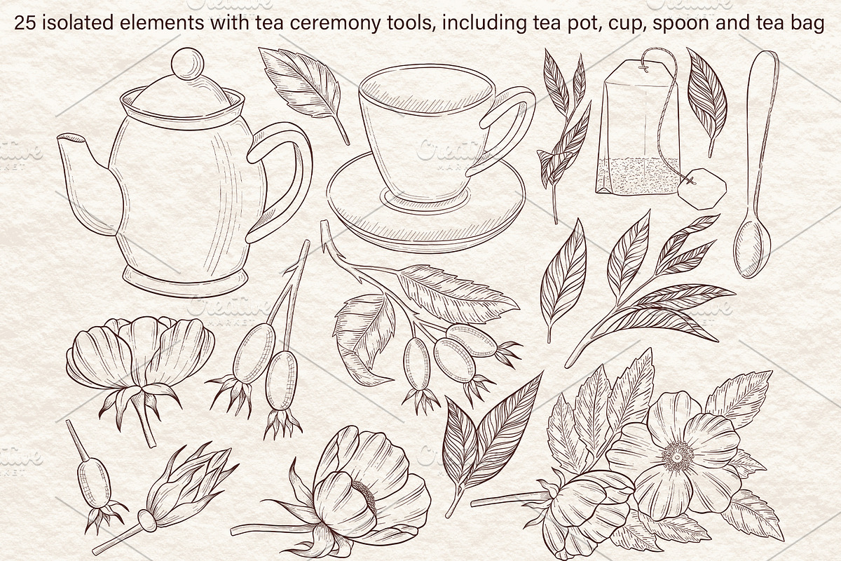 Tea Time With Rose Hip Vector, a Decorative Illustration by Milla_Zelenyuk_art (Photo 2 of 5)